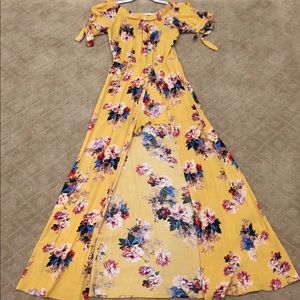 Yellow Floral Romper Dress